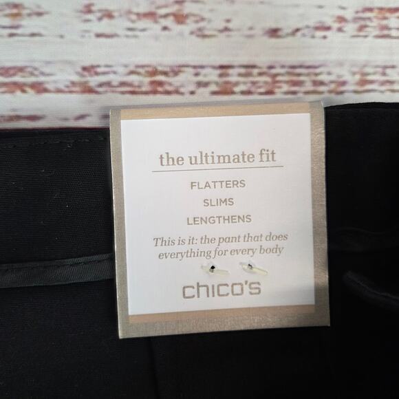 Chico's Serene Stretch Black Crop Pants Sz 1X Side Zip Slit The Ultimate Fit NWT - Picture 7 of 13